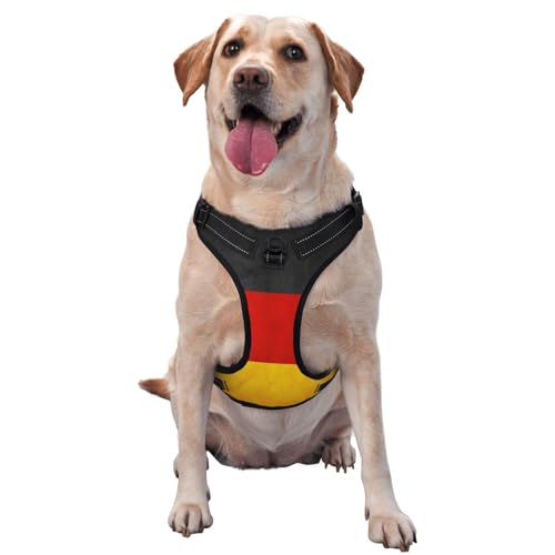 Atmungsaktives und verstellbares Hundegeschirr mit Leine, deutsche Flagge, Hundegeschirr für große, mittelgroße und kleine Hunde von Czzyh