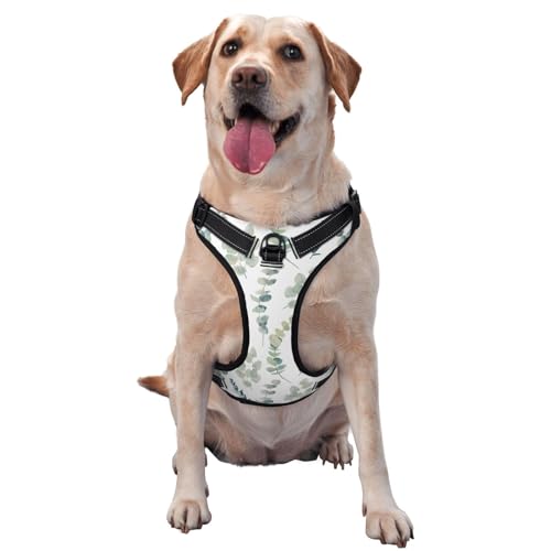 Atmungsaktives und verstellbares Hundegeschirr mit Leine, erfrischende Aquarellblätter, Hundegeschirr für große, mittelgroße und kleine Hunde von Czzyh
