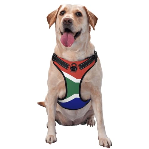 Atmungsaktives und verstellbares Hundegeschirr mit Leine, südafrikanische Flagge, Hundegeschirr für große, mittelgroße und kleine Hunde von Czzyh