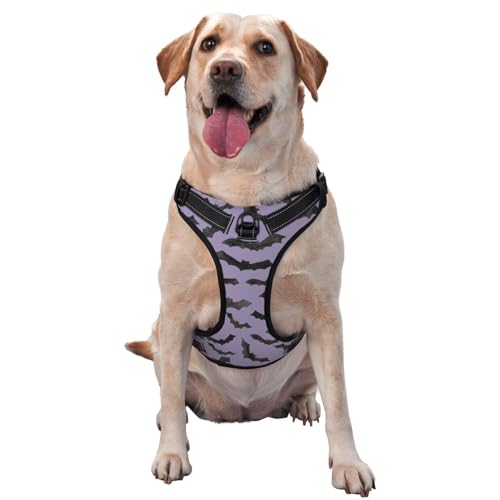 Atmungsaktives und verstellbares Hundegeschirr mit Leine, violette Cartoon-Fledermaus-Hundegeschirr für große, mittelgroße und kleine Hunde von Czzyh