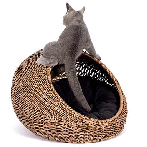 D+ Garden Katzenbett aus Weidengeflecht für mittelgroße Katzen im Innenbereich, EIN verstecktes Katzen-Versteck aus Rattanhäusern, Haustiere in Kuppelkorb, waschbar D+ Garden Katzenbett aus Weidengeflecht für mittelgroße Katzen im Innenbereich, EIN verstecktes Katzen-Versteck aus Rattanhäusern, Haustiere in Kuppelkorb, waschbar von D+ Garden