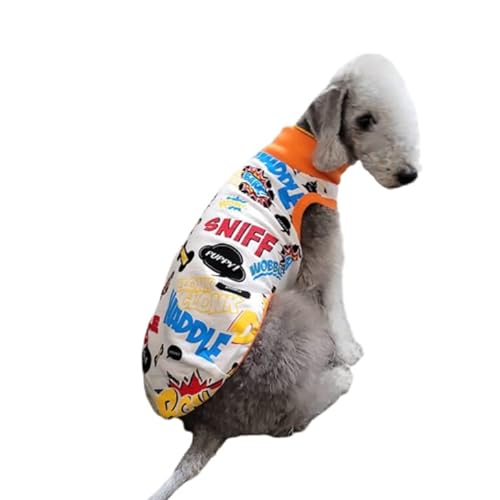 Bedlington Terrier Clothes Doggystar 2XL Comic-Muster Italienisches Windhund-T-Shirt Hundekleidung Haustierkleidung (Weiß, XX-Large) von D DOGGY STAR