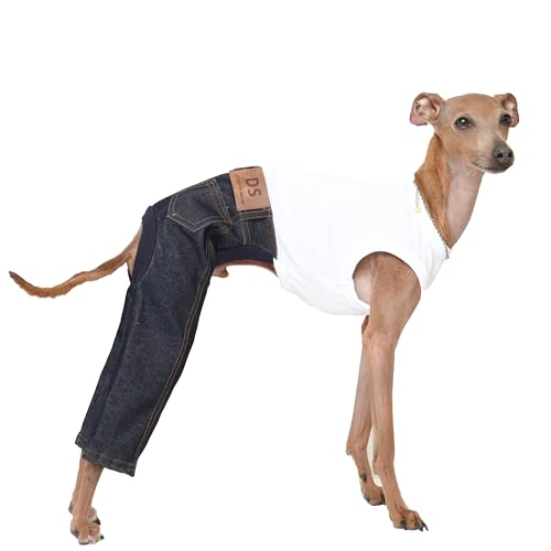 D DOGGY STAR Ärmelloser Jeans-Einteiler, für italienische Windhunde, Whippet für Hundemantel, Größe L, Blau von D DOGGY STAR