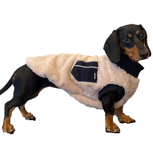 D Doggy Star Dackelpullover für Hunde, warme Fleece-Kleidung, Wintermantel (M, marineblaue Tasche) D Doggy Star Dackelpullover für Hunde, warme Fleece-Kleidung, Wintermantel (M, marineblaue Tasche) von doggystar