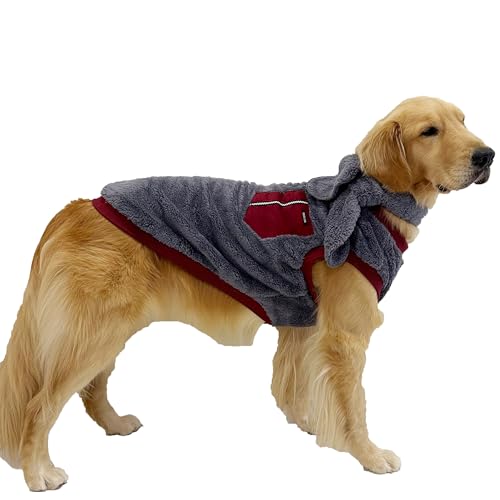 D DOGGY STAR Große Hundekleidung Warm Fleece Pullover Schal Set Konfiguration für große, mittelgroße kleine Hunde (S,Scf Bgndy Pkt) von D DOGGY STAR