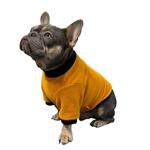 D DOGGY STAR Hundekleidung für Hunde, superweiches Fleece, mit Ärmeln, für Herbst, Winter und Frühjahr (XXL, B Mustard FLC) von D DOGGY STAR