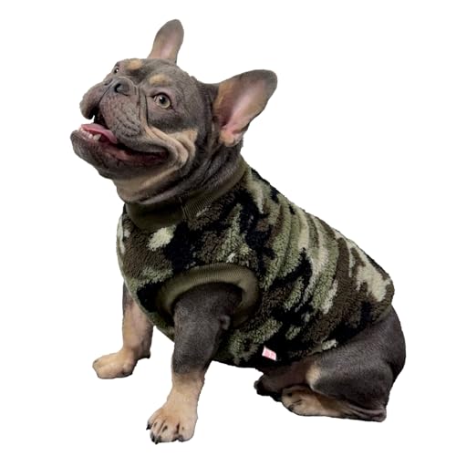 D DOGGY STAR Hundekleidung für Hunde mit französischer Bulldogge, gemütlich, warm, Fleece, Camouflage, Herbst und Winter (L, B, Grün Camo) von D DOGGY STAR
