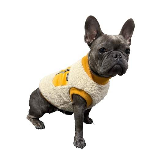 D DOGGY STAR Hundekleidung für Hunde mit französischer Bulldogge, gemütlich, warm, Fleece, für Herbst und Winter (XL, B Senffarben) von D DOGGY STAR