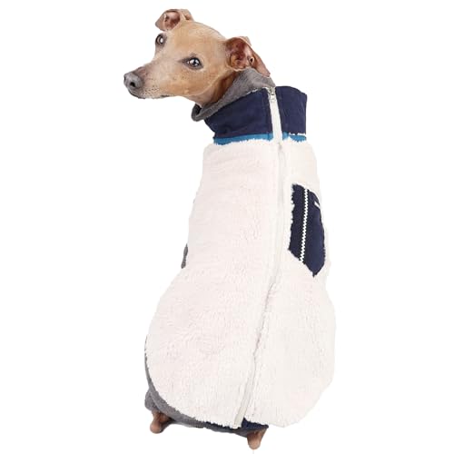 D DOGGY STAR Italienische Windhund-Fleecejacke mit Reißverschluss (3XL, Marineblau) von D DOGGY STAR