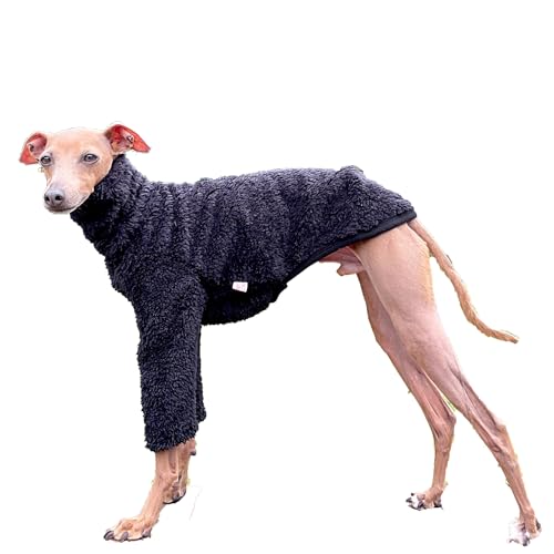 D DOGGY STAR Italienische Windhunde-Kleidung, warmer Fleece-Pullover, T-Shirt, Whippet für Hunde, Größe 3XL, Schwarz von D DOGGY STAR