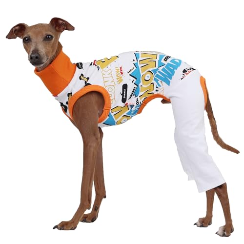 D DOGGY STAR Italienischer Windhund-Kleidung, dehnbare Schleife, ärmellos, Einteiler, Whippet für Hunde, Größe S, Einteiler, Schleife, Weiß von D DOGGY STAR