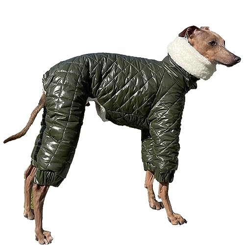 D DOGGY STAR Italienischer Windhund-Schneeanzug für den Winter, dicker gepolsterter Mantel, warme Jacke, Rollkragen, Hundebekleidung (XL, Khaki) von D DOGGY STAR