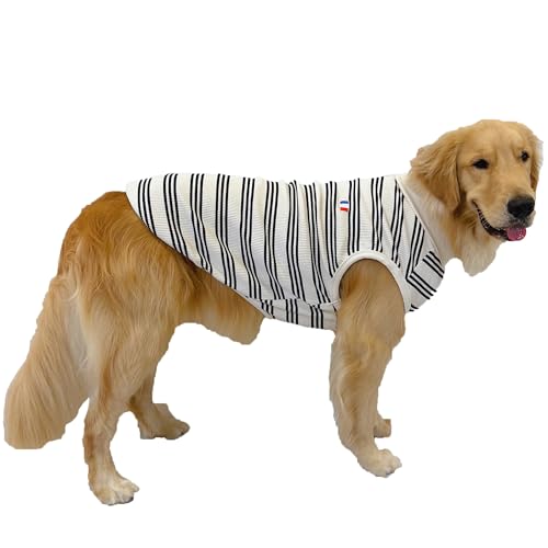 D DOGGY STAR T-Shirt für große Hunde, dehnbar, für große, mittelgroße und kleine Hunde (Größe XS, FLG, Schwarz, gestreift) von D DOGGY STAR