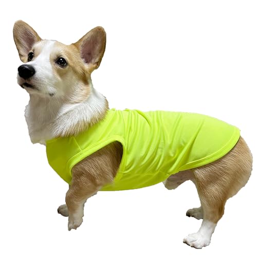 D DOGGY STAR Walisische Corgi-Kleidung für Hunde, Frühling, Sommer, kühlend, ärmellos, Größe 4XL, Neongelb von D DOGGY STAR