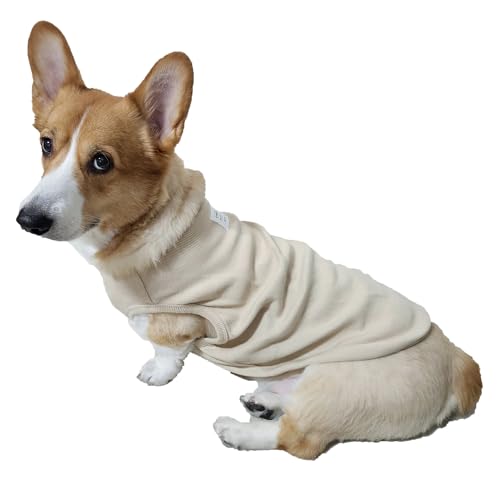 D DOGGY STAR Welsh Corgi Kleidung für Hunde, strapazierfähige und dehnbare Baumwolle, ärmellos, Größe 4XL, ZZ Beige von D DOGGY STAR