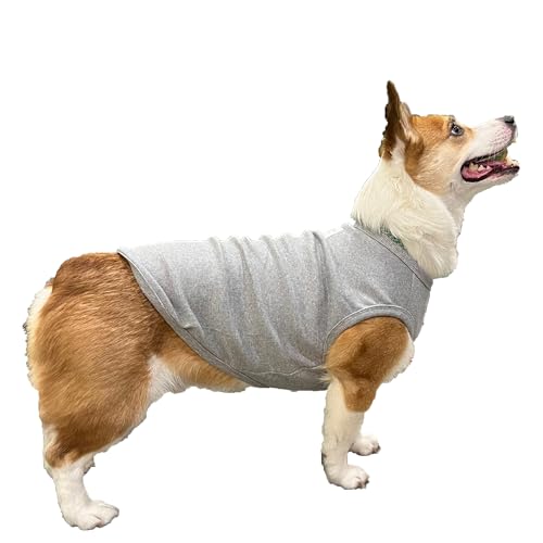 D DOGGY STAR Welsh Corgi Kleidung für Hunde, strapazierfähige und dehnbare Baumwolle, ärmellos, Größe 4XL, ZZ Grau von D DOGGY STAR