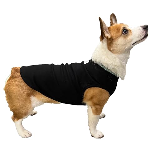 D DOGGY STAR Welsh Corgi Kleidung für Hunde, strapazierfähige und dehnbare Baumwolle, ärmellos, Größe 5XL, ZZ Schwarz von D DOGGY STAR