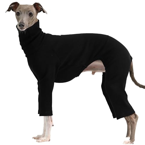 D Doggy Star Einteiler für italienische Windhunde, dehnbar, Größe L, gerippt, Schwarz von D DOGGY STAR