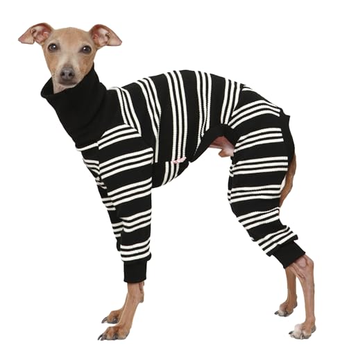 D Doggy Star Einteiler für italienische Windhunde, weich, dehnbar, raffiniertes gestreiftes Outfit für Hundemantel, Größe 3XL, Onsi Ivory Str) von D DOGGY STAR