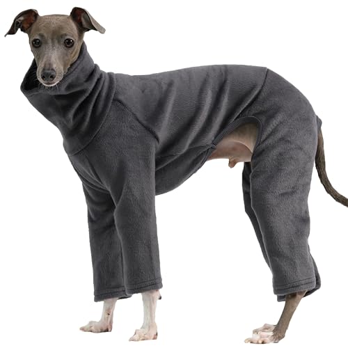 D Doggy Star Hundepullover für italienische Windhunde, Fleece, Basic, Einteiler, Whippet für Hunde, Rollkragen-Outfits, Mantel, L, FLCE Anthrazit) von D DOGGY STAR