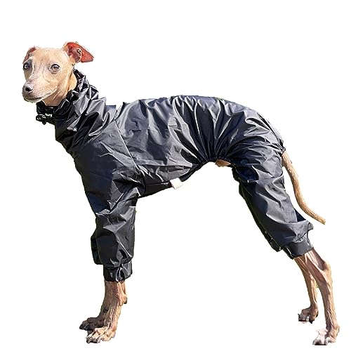 D Doggy Star Regenmantel für italienische Windhunde, wasserdichte Jacke, Windbreaker, Kleidung für Hunde, Größe L, Regenmantel, Schwarz von D DOGGY STAR
