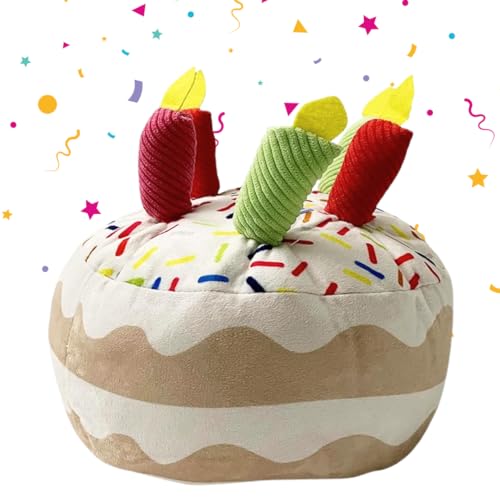 Dachery Brand Dog Birthday Cake Toy – Quietschendes Plüsch-Hundespielzeug mit Kerzen in lebendigen fröhlichen Farben – langlebiger Kau- und kuscheliger Spielkamerad für mittelgroße bis große Dachery Brand Dog Birthday Cake Toy – Quietschendes Plüsch-Hundespielzeug mit Kerzen in lebendigen fröhlichen Farben – langlebiger Kau- und kuscheliger Spielkamerad für mittelgroße bis große von D Dachery