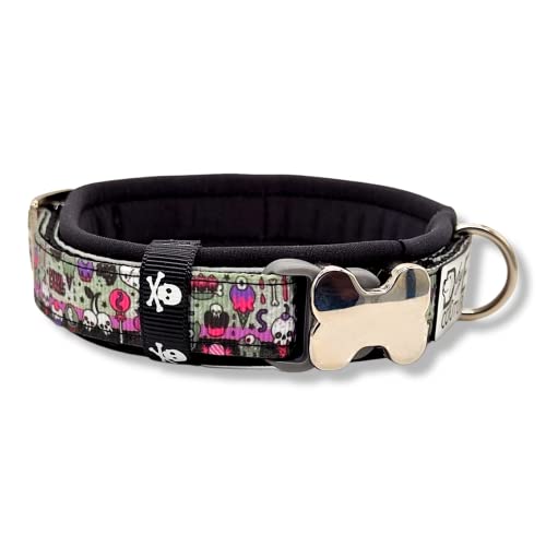 D by E Couture Hundehalsband – Devils Cake I - gepolstert, verstellbar, 25mm Breite, für kleine Hunde, Handmade (S (ca. 30-36cm)) von D by E Couture