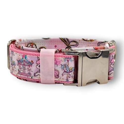 D by E Couture Hundehalsband – Jahrmarkt II - gepolstert, verstellbar, 40mm Breite, Verschiedene Größen, Handmade (L (ca. 42-48cm)) von D by E Couture
