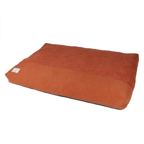 D&D Home, Hundekissen Ellis M, 90 x 65 x 12 cm, Orange, Memory-Schaum, waschbar, mit Rutschfester Unterseite, gewebtes Innen- und Außenkissen von Duvoplus