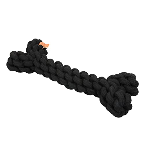 D&D Home, Hundespielzeug mit Zahn und Rope Toy L – 30 cm Schwarz, Spielzeug, 100% Baumwolle, trägt zu gesunden Zähnen und Zahnfleisch, ideal zum Ziehen, Spielseil in Knochenform von D&D Home