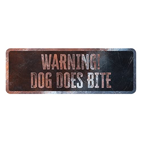 D&D Home, Warnschild Achtung am Hund, 40 x 13 x 0,3 cm, englische Version, schwarzer Hintergrund, Warnschild aus Metall, rostbeständig, mit lustigem Text von D&D Home