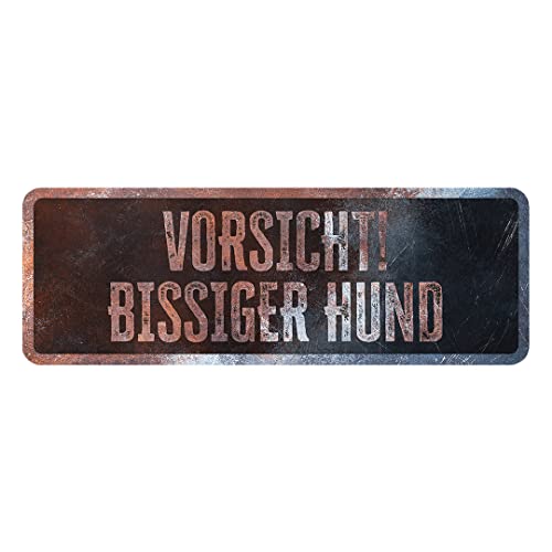 D&D Home, Warnschild Achtung an den Hund, 40 x 13 x 0,3 cm, deutsche Version, schwarzer Hintergrund, Warnschild aus Metall, rostbeständig, mit lustigem Text von D&D Home