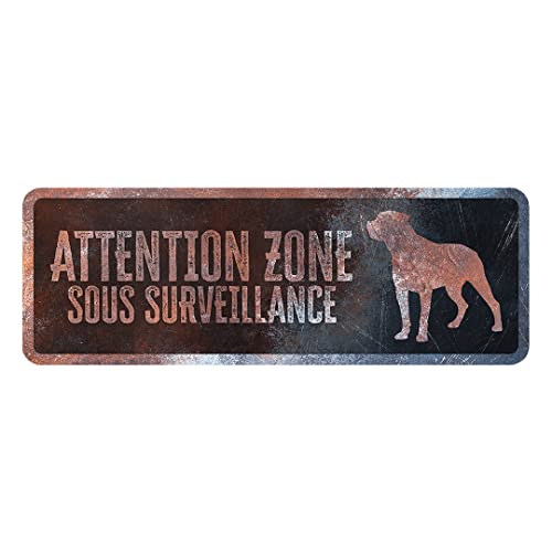 D&D Home, Warnschild Achtung vor dem Hund, 40 x 13 x 0,3 cm, französische Version, schwarzer Hintergrund, Warnschild aus Metall, rostbeständig, mit lustigem Text D&D Home, Warnschild Achtung vor dem Hund, 40 x 13 x 0,3 cm, französische Version, schwarzer Hintergrund, Warnschild aus Metall, rostbeständig, mit lustigem Text von D&D Home