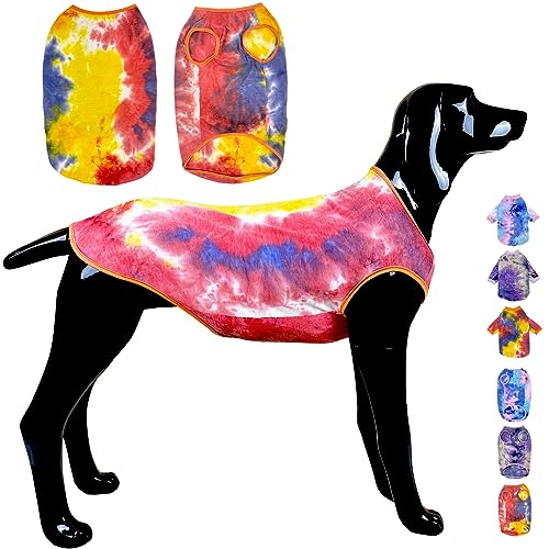 D.E.E Hund Sommer Shirts Hund Tank Top Ärmellose Hundeshirts für große Hunde Hundeweste Tie Dye Hundekleidung Hund T-Shirts Mädchen Junge (2XL, VestOrange) von D.E.E