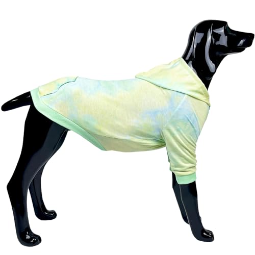 D.E.E Hunde-Kapuzenpullover, große Größe, Baumwolle, Haustier-Kapuzenpullover, Batikfärbung, Hundekleidung für große Hunde, Mädchen, Jungen (3XL, Grün) von D.E.E