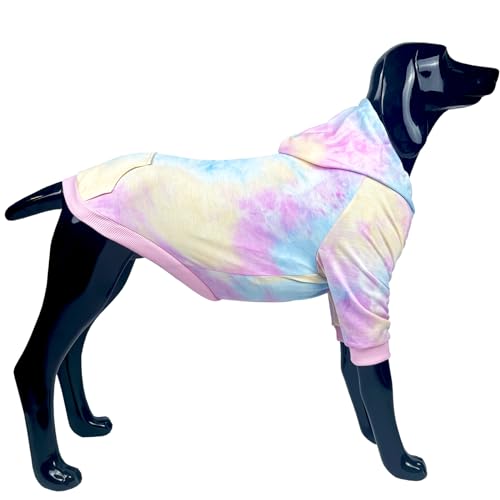 D.E.E Hunde-Kapuzenpullover, große Größe, Baumwolle, Haustier-Kapuzenpullover, Batikfärbung, Hundekleidung für große Hunde, Mädchen, Jungen (Größe XL, Rosa) von D.E.E