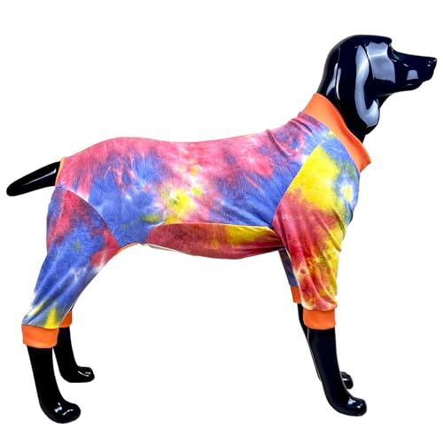 D.E.E Hunde-Pyjama, Einteiler für große Hunde, Hunde-Einteiler, Hundekleidung für große Hunde, 4 Beine, Größe XXXL, Orange von D.E.E