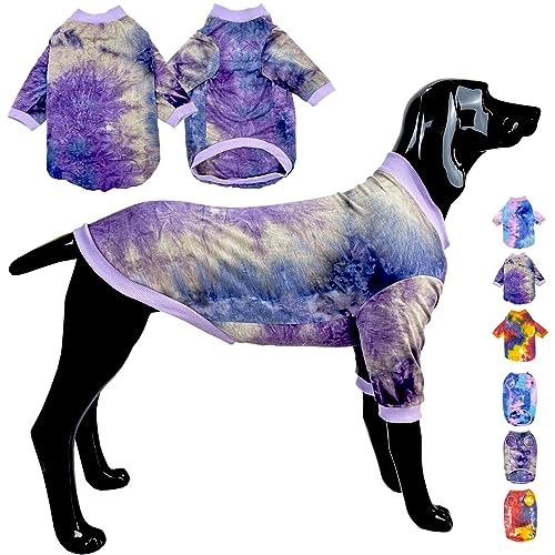 D.E.E Hunde Shirts Hund Sommer T-Shirts Hundeshirt für große Hunde Tie Dye Hundekleidung Hundeshirt Mädchen Junge Hund Shirt Groß (2XL, Lila) von D.E.E