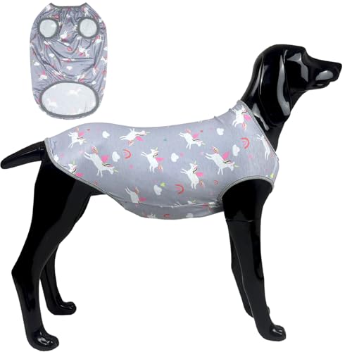 D.E.E Hunde-Shirts aus Baumwolle, Hunde-Shirt für große Hunde, Batikfärbung, Hundebekleidung, Hunde-Shirt, Mädchen, Jungen, Hunde-Shirt, Größe L (VUnicornGrau, Größe XXL) von D.E.E