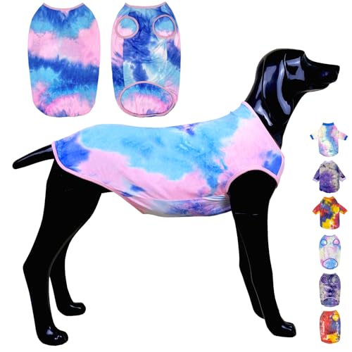 D.E.E Hunde-Shirts für große Hunde, Batikfärbung, große Hunde, Tank-Top, ärmellos, für große Hunde (Größe XXL, VestPink) von D.E.E