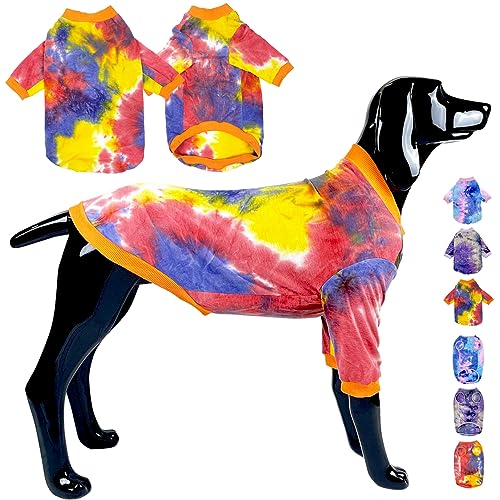 D.E.E Hundekleidung Große Hunde Hemd für große Hunde Tie Dye Hundekleidung Mädchen Große Hunde Hemd Junge Baumwolle Hund T-Shirt (3XL, Orange) von D.E.E