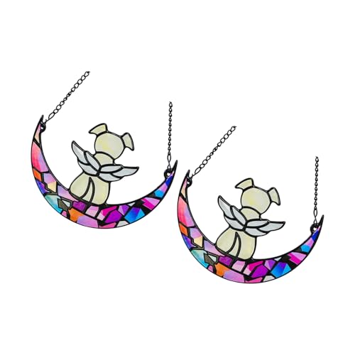 DABAIXIONG 2pcs Künstlerische Glas Gedächtnisdekorationen Mond Design Thema Gedächtnis Geschenk Beruhigende Lichthügel Für Hundeliebhaber Haus Haustier Gedenkgeschenk von DABAIXIONG