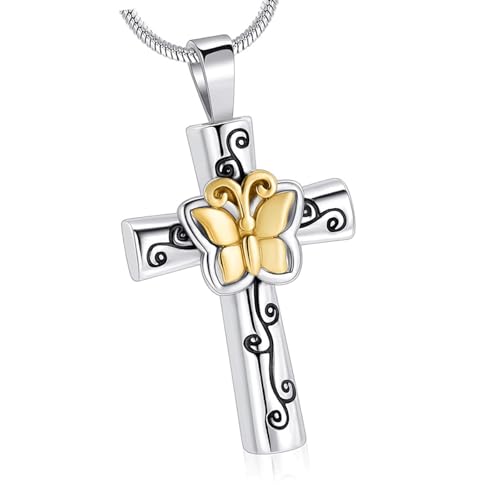 DABAIXIONG Geschnitzte Schmetterling Asche Medaillon Memorial Schmuck Verbremnungsschachtel Casual Wear Schatullen Schallkämpfer Schmuck Halskette Haustier Gedenkkette Halskette von DABAIXIONG