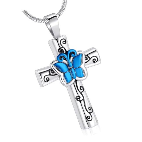 DABAIXIONG Geschnitzte Schmetterling Asche Medaillon Memorial Schmuck Verbremnungsschachtel Casual Wear Schatullen Schallkämpfer Schmuck Halskette Haustier Gedenkkette Halskette von DABAIXIONG