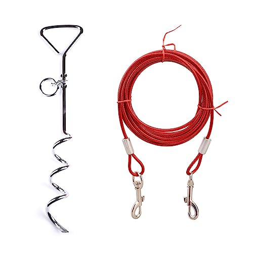 DABAIXIONG Hunde Stake Kabel Set 9.8/16.4/32 8 Fuß Stahldraht Für Kleine Bis Große Hunde Freien von DABAIXIONG