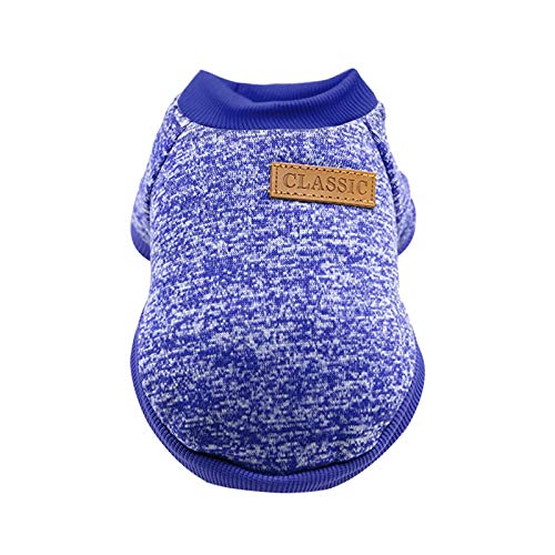 DACONGMING Haustier-Hundewelpen-klassischer Pullover-Fleece-Pullover-Kleidung-Warmer Pullover-Winter Hundepullover Schwarz (Blue, XXL) von DACONGMING