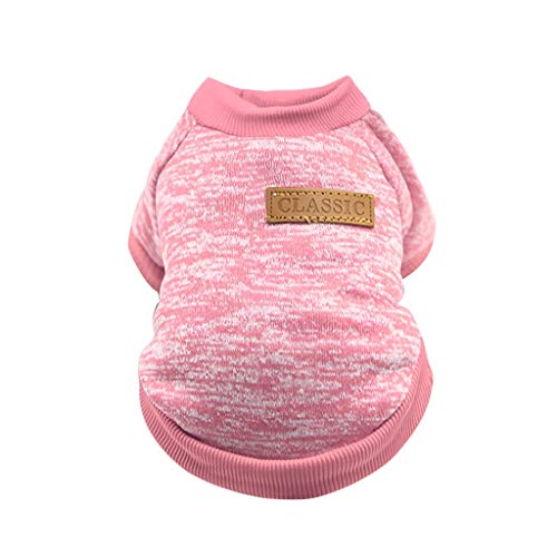 DACONGMING Haustier-Hundewelpen-klassischer Pullover-Fleece-Pullover-Kleidung-Warmer Pullover-Winter Hundepullover Schwarz (Pink, M) von DACONGMING