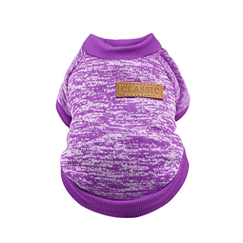 DACONGMING Haustier-Hundewelpen-klassischer Pullover-Fleece-Pullover-Kleidung-Warmer Pullover-Winter Hundepullover Schwarz (Purple, S) von DACONGMING