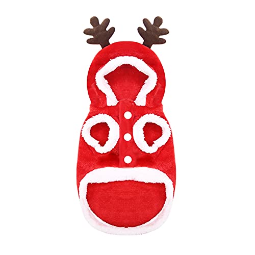 DACONGMING Hunde Weihnachtskostüm, Warm Niedlich Hundekleid Welpenrock, Schöne Elegante Haustier Weihnachtskostüm für Chihuahua Pudel Französische Bulldogge und andere kleine Hunde (Red #3, S) von DACONGMING