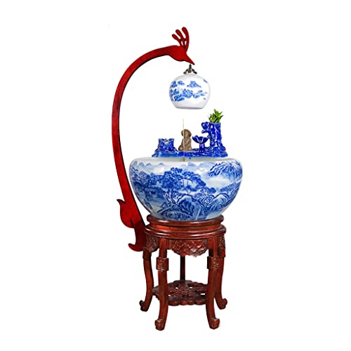 Transparenter Blumentopf für Aquarien, Keramikschrank, Blaue und weiße Landschaft, Goldfischbecken, vom Boden bis zur Decke reichender Wassertank (A) von DACUDA
